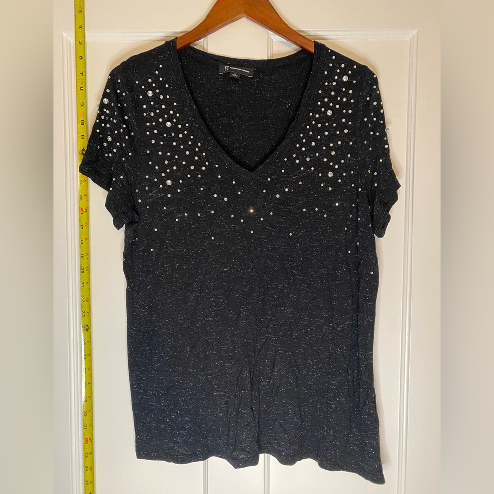 INC glitter and bedazzled v neck